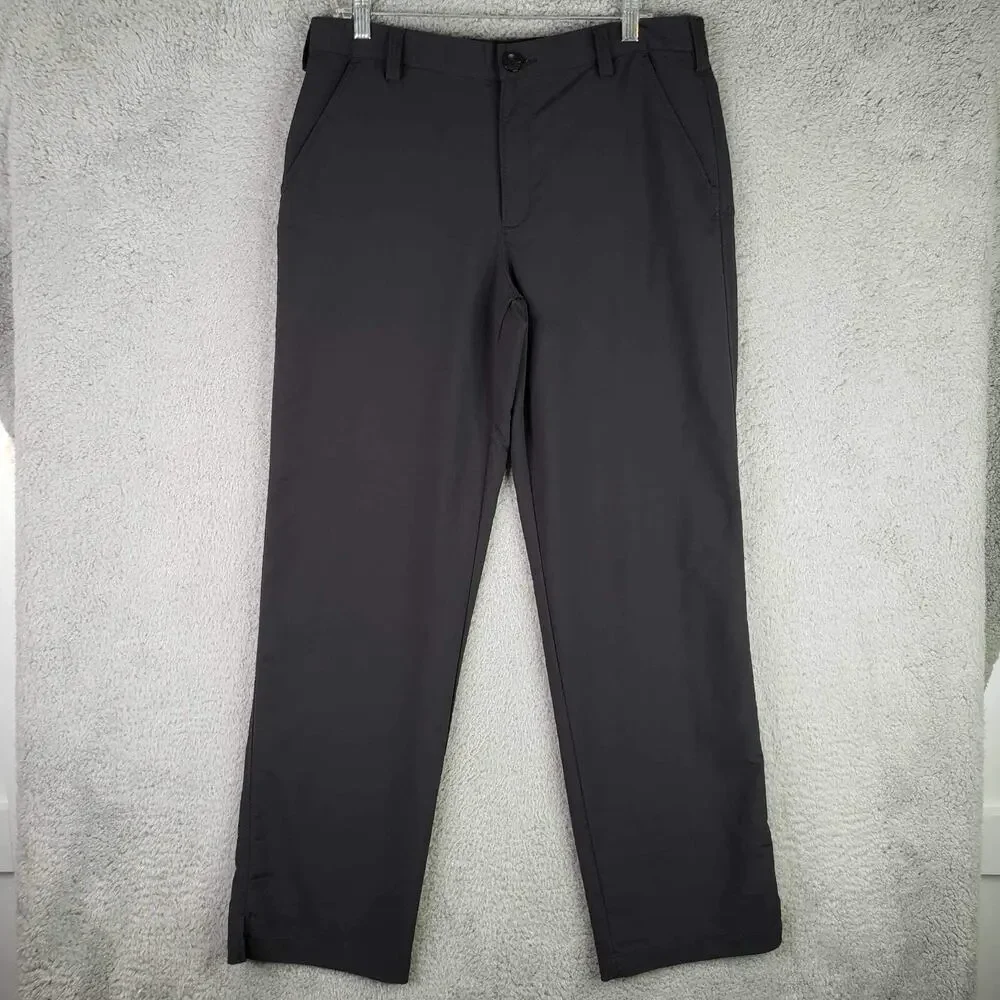 Under Armour Pants UA Mens Golf Size 34X32 Black Flat Front Straight Leg